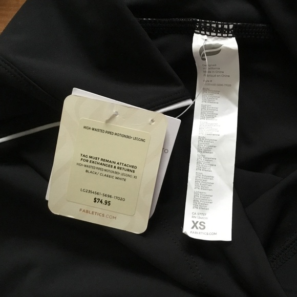 NWT Fabletics High Waisted Piped Black Leggings - Picture 2 of 6